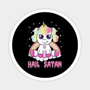 Cute Hail Satan Unicorn Rainbow Funny Satanic Pun Magnet